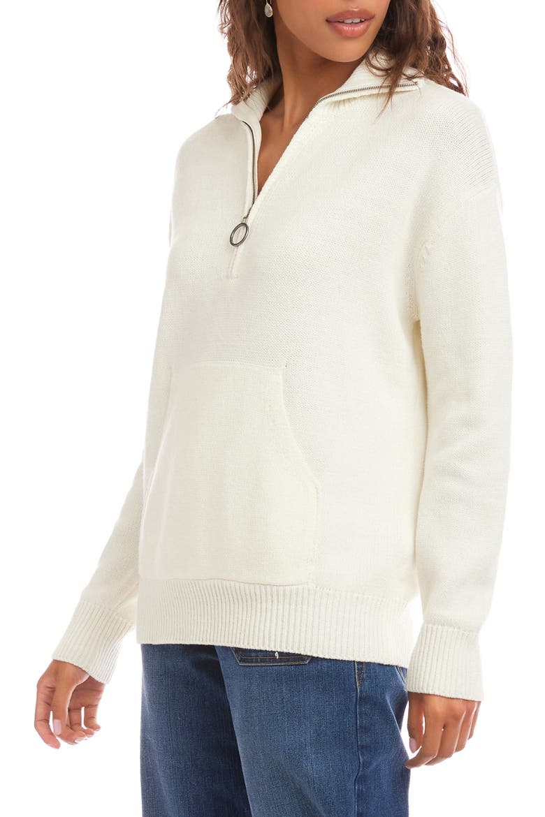 Half Zip Sweater, Alternate, color, OFF WHITE