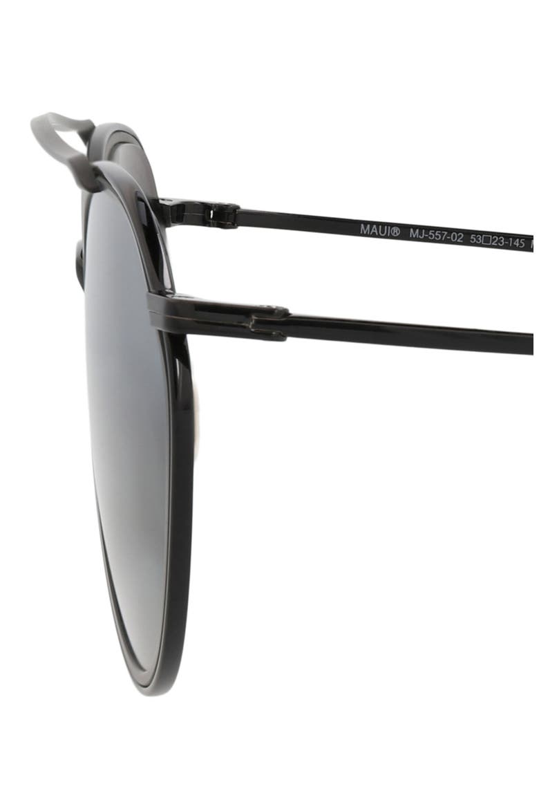 Bowline 53mm Polarized Round Sunglasses, Alternate, color, BLACK BLACK GREY