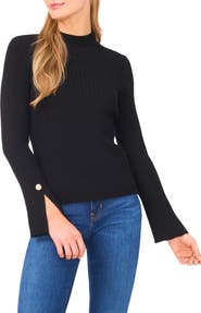 Ted Baker Mock Neck Split Cuff Ribbed Sweater