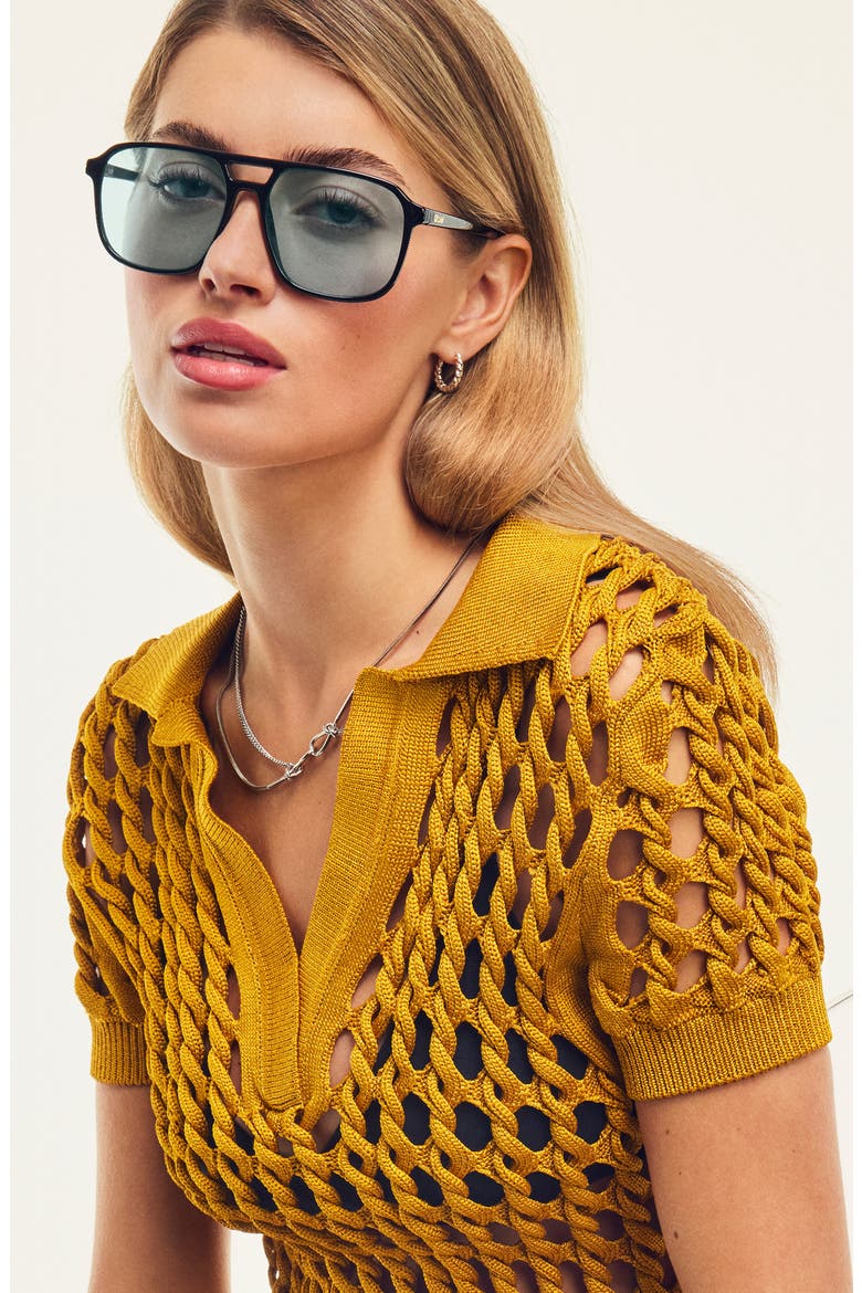 On the Fly 57mm Aviator Sunglasses, Alternate, color, BLACK/ AQUA