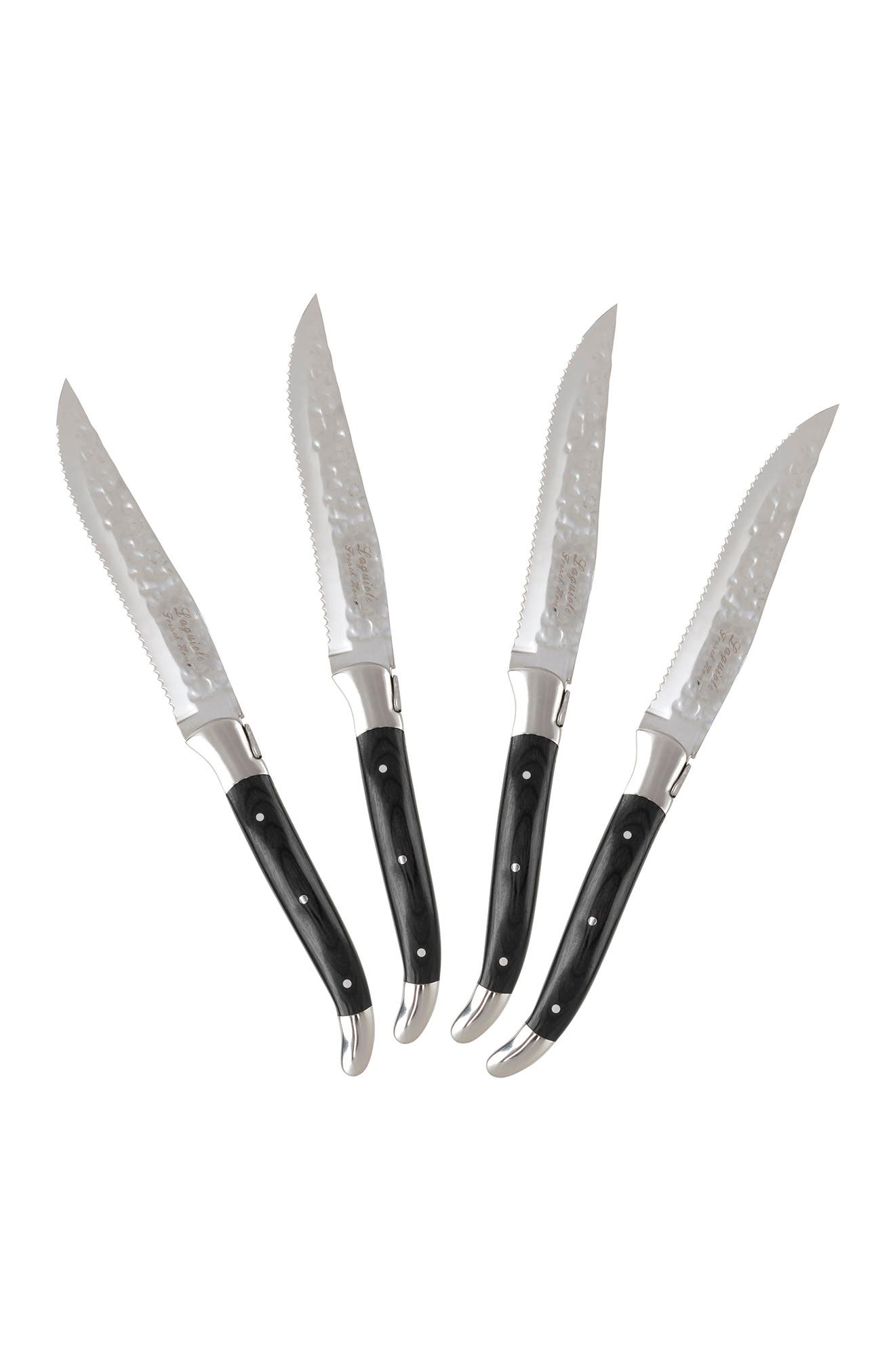 FRENCH HOME Laguiole Connoisseur Wood Handle BBQ Steak Knives, Set of 4 - Black