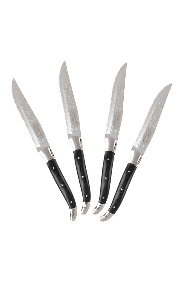 FRENCH HOME Laguiole Connoisseur Wood Handle BBQ Steak Knives, Set of 4 - Black, Main, color, Black