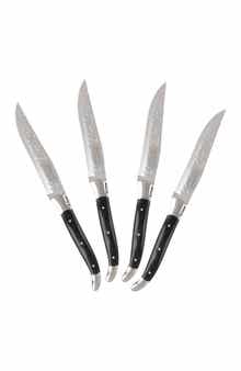 FRENCH HOME Laguiole Connoisseur Wood Handle BBQ Steak Knives, Set of 4 - Black
