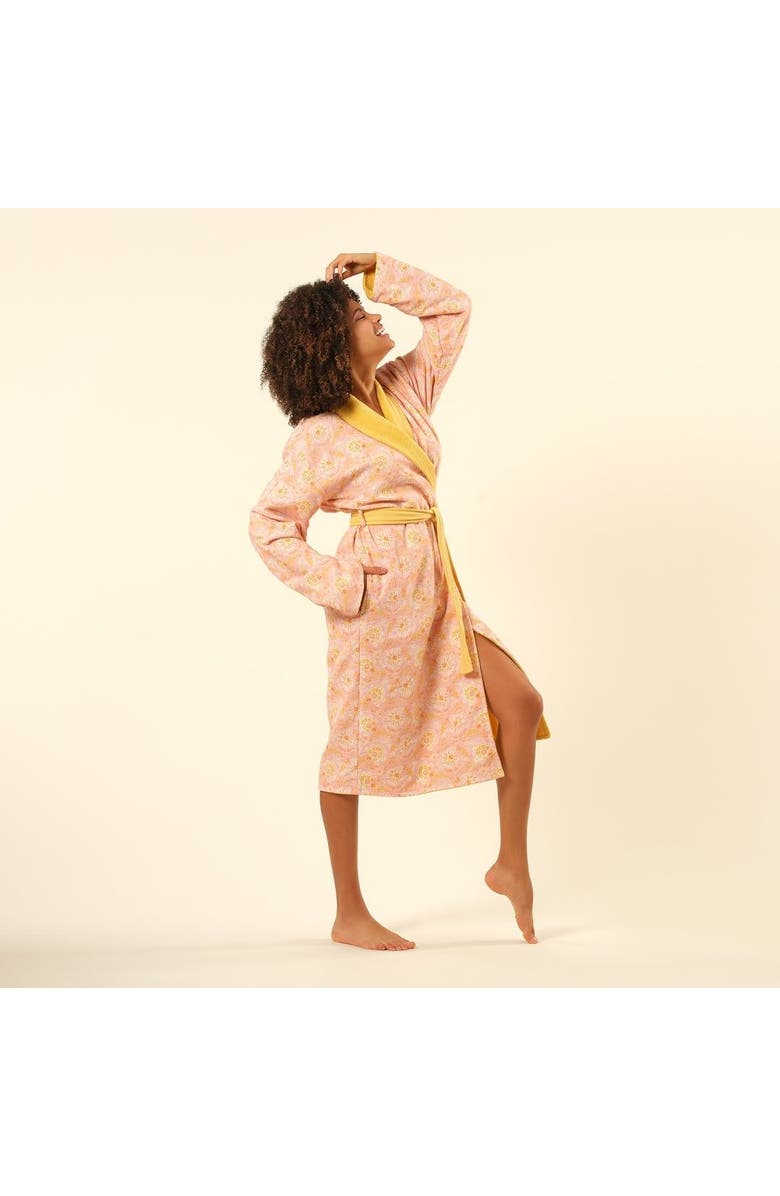 Zsa Zsa Zsu Tabea Shawl Collar Muslin Cotton Bathrobe, Alternate, color, Yellow