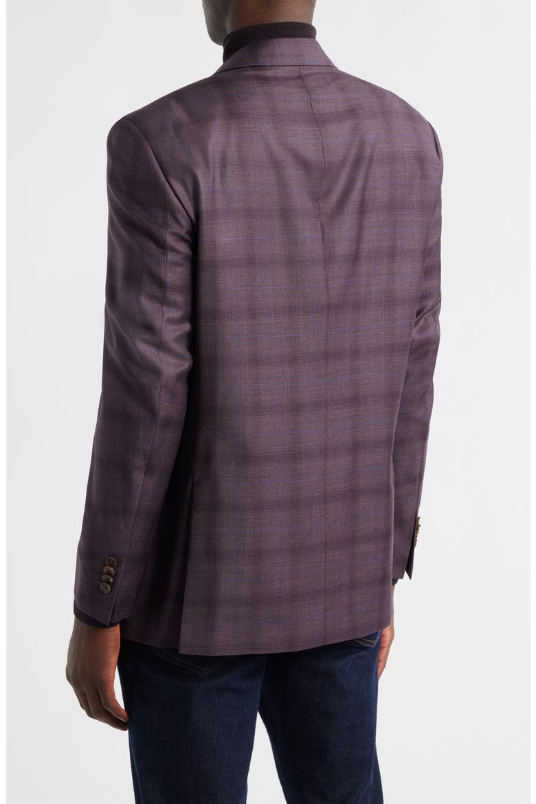 Flynn Classic Fit Ombré Check Wool Sport Coat, Alternate, color, DARK RED