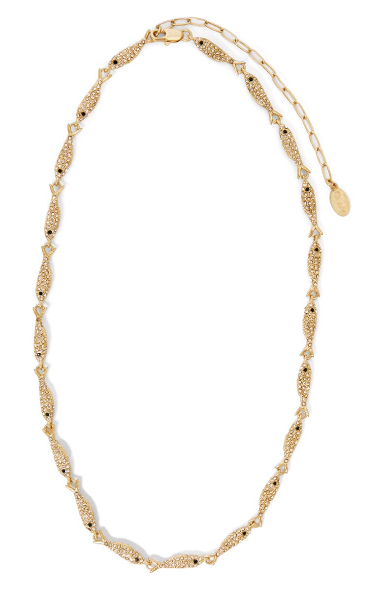 Clare V. Le Pavé Sardine Chain Necklace, Main, color, Vintage Gold/ Clear