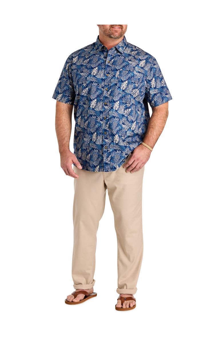 Oak Hill by DXL Big & Tall Pineapple Print Sport Shirt, Alternate, color, Blue
