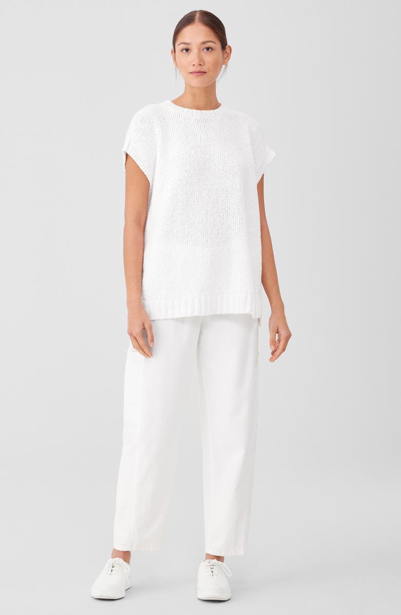 Eileen Fisher Short Sleeve Organic Cotton Sweater, Alternate, color, White