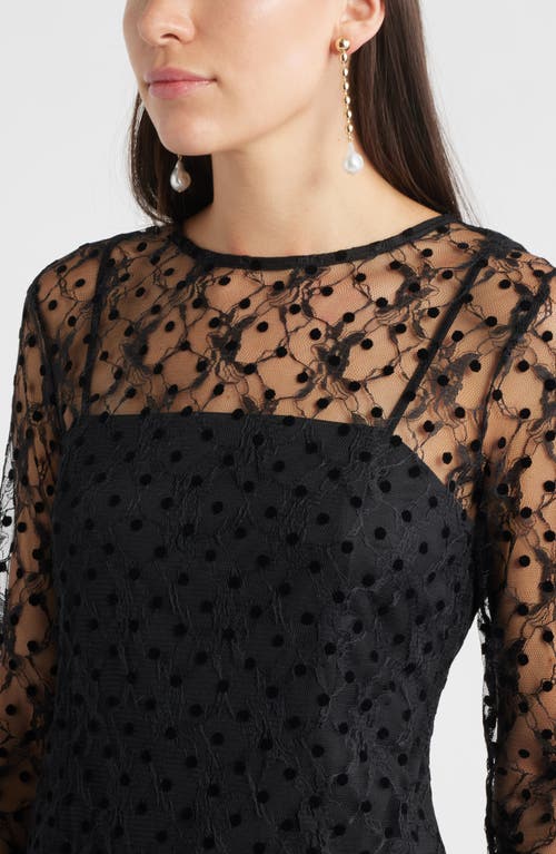 Chelsea28 Lace Illusion Midi Dress In Black