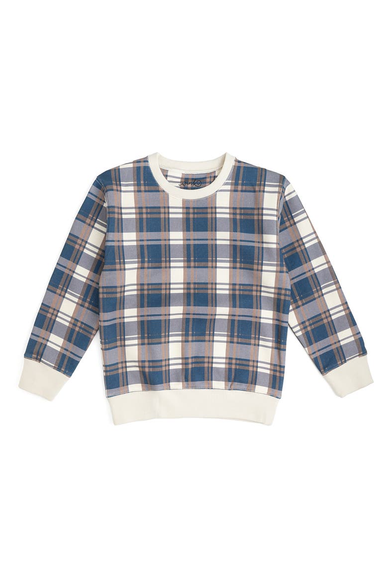 Navy Plaid Sweatshirt, Main, color, Navy