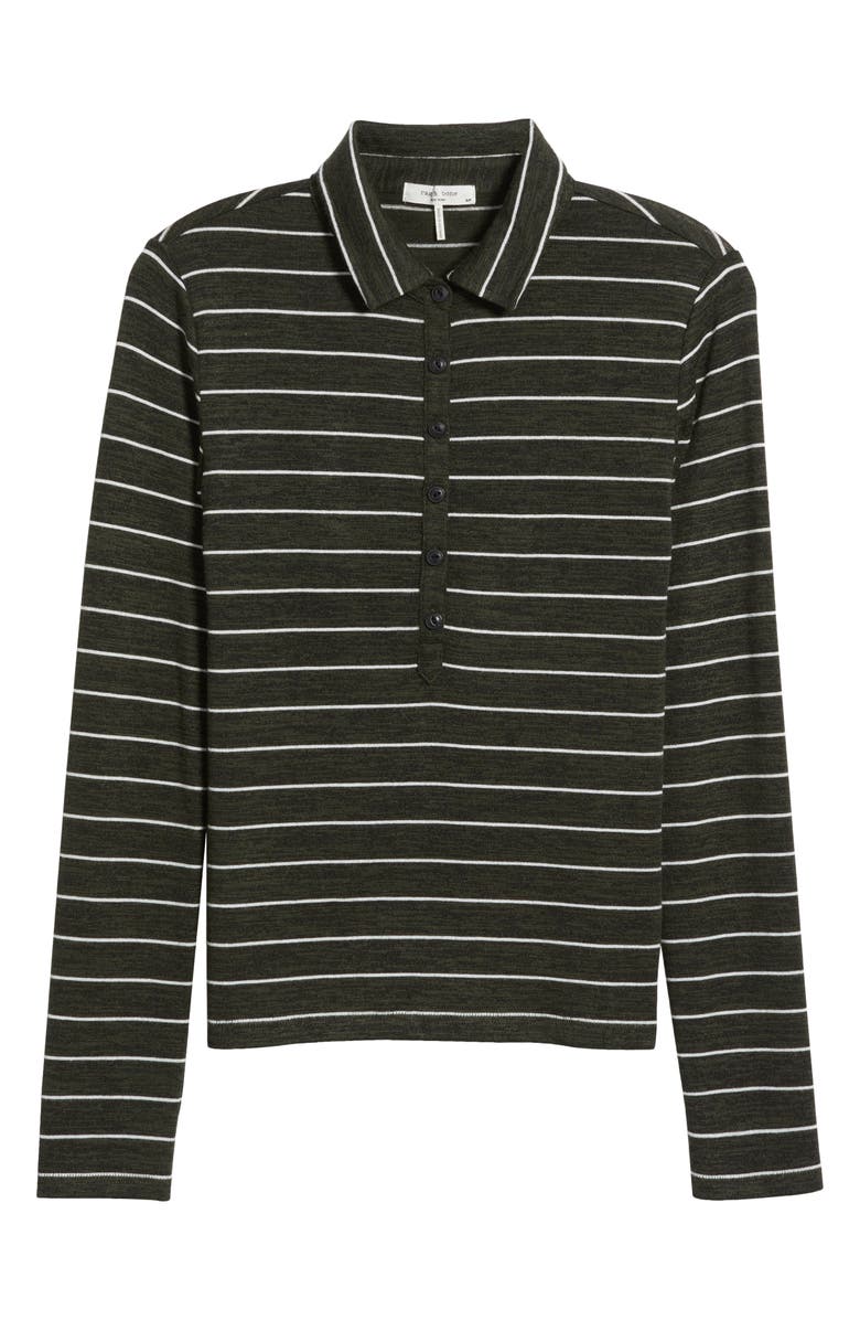 rag & bone The Knit Stripe Long Sleeve Polo, Alternate, color,