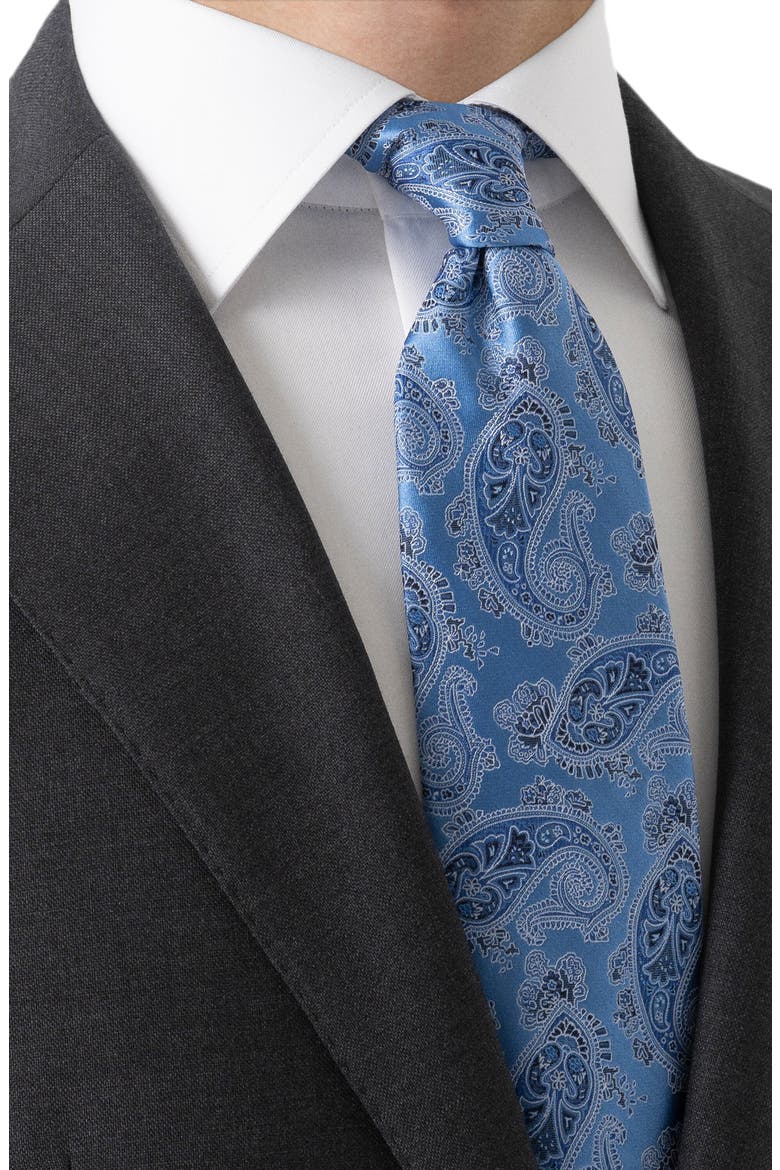 Blue Paisley Jacquard Silk Tie, Alternate, color, BLUE