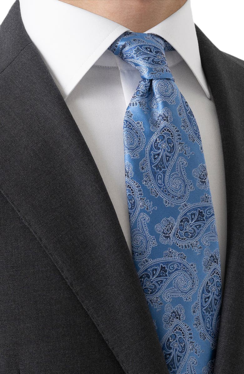 Eton Blue Paisley Jacquard Silk Tie, Alternate, color, Blue