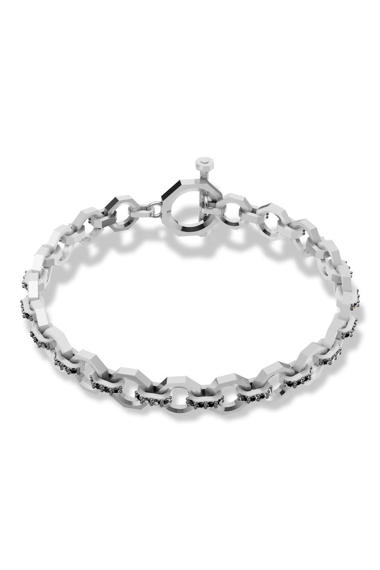 Hex Nut Lab Grown Diamond Toggle Bracelet, Alternate, color, SILVER