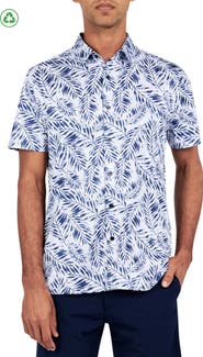 CONSTRUCT Regular Fit Leaf Print Recycled Performance Golf Button-Down Shirt