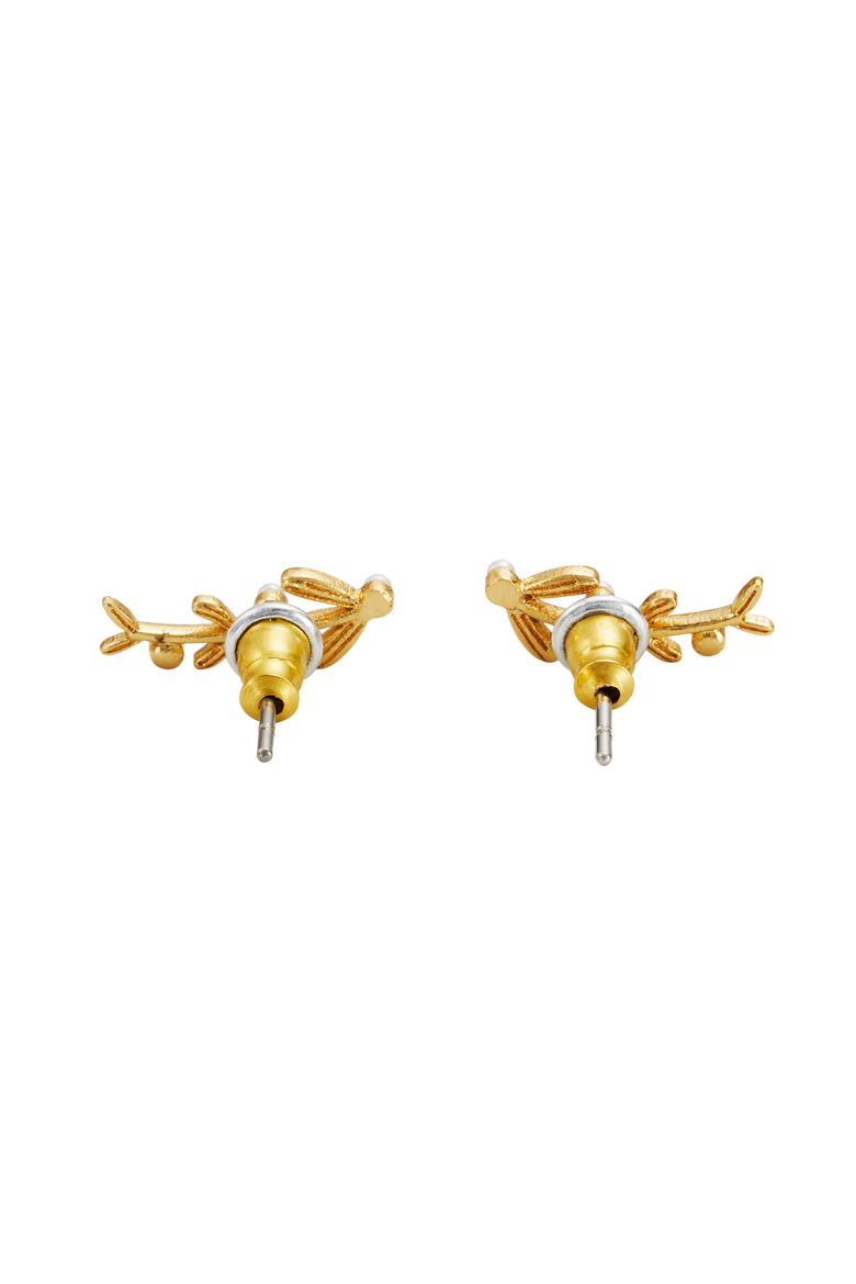 Niva Mistletoe & Pearl Climber Earrings, Alternate, color, Gold