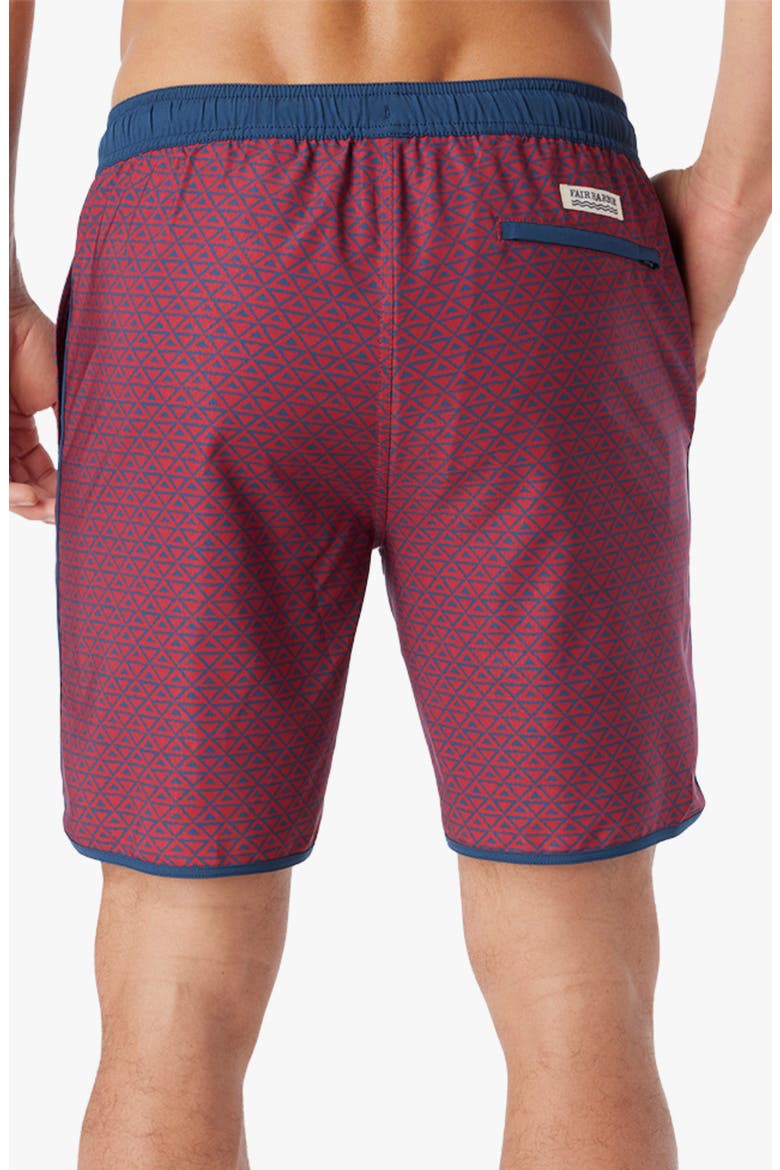 The Anchor Swim Trunks, Alternate, color, NAUTICAL RED WAVY GEO