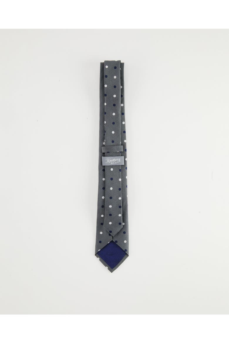 Polka Dot Silk Jacquard Tie, Alternate, color, Grey