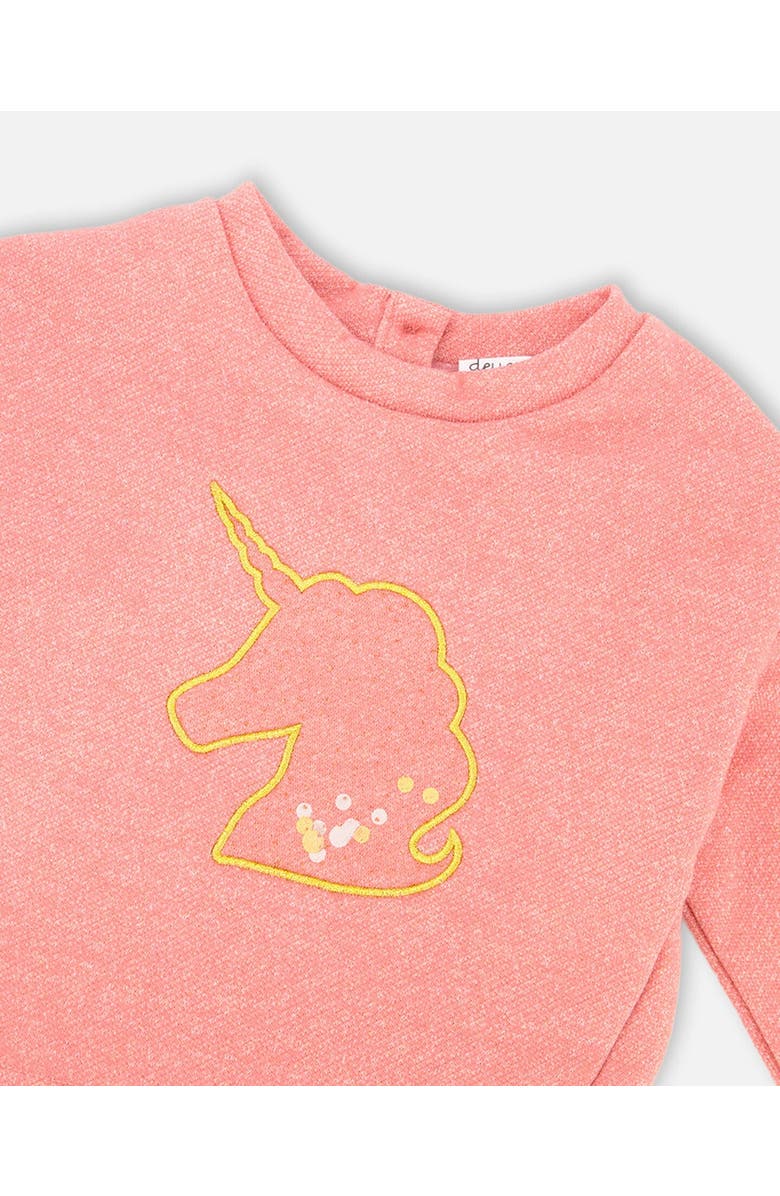 Deux par Deux Bi-Material Dress with Mesh Skirt and Unicorn, Alternate, color, Dusty Pink