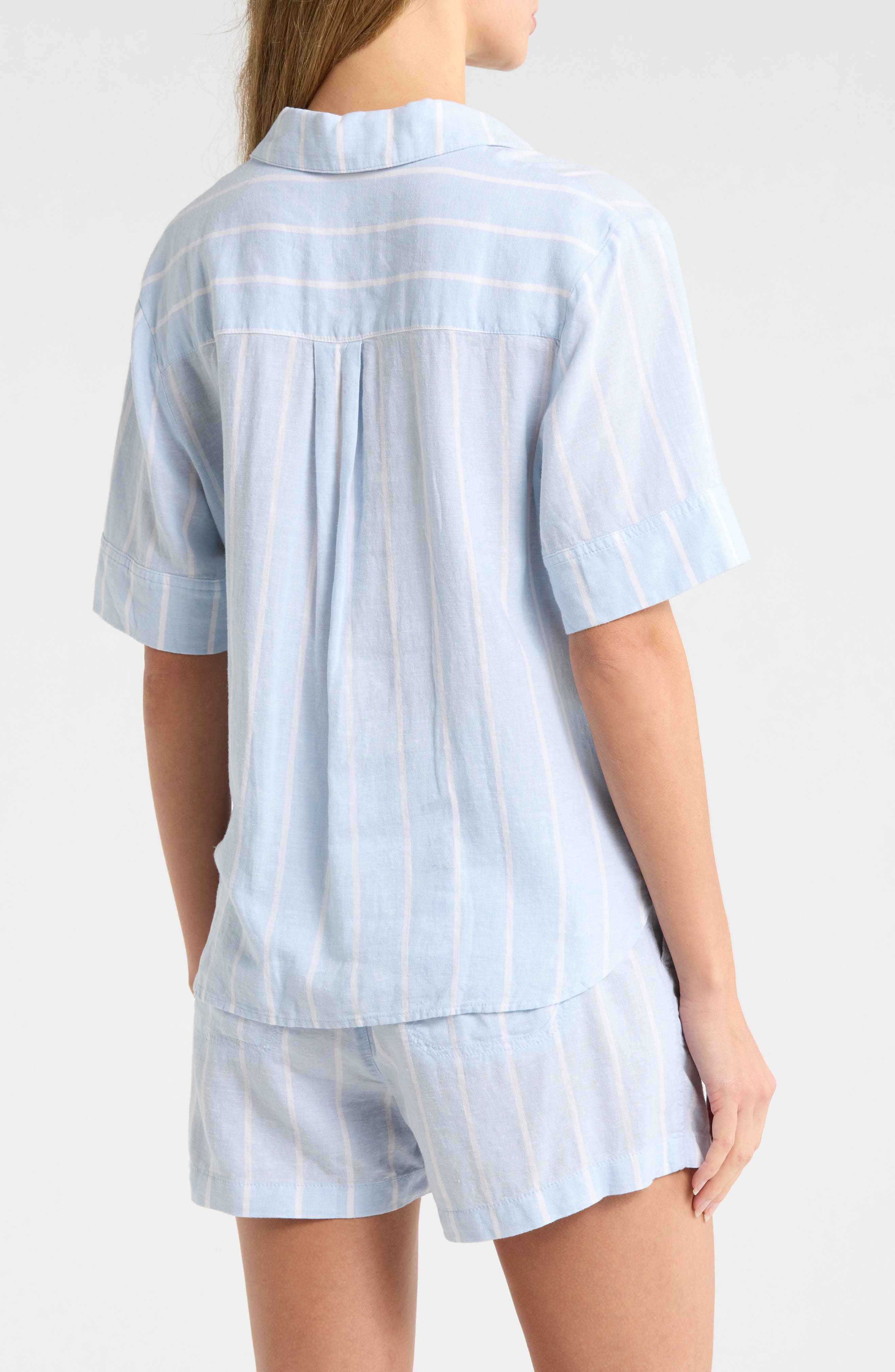 Stripe Linen Blend Popover Top - image 2