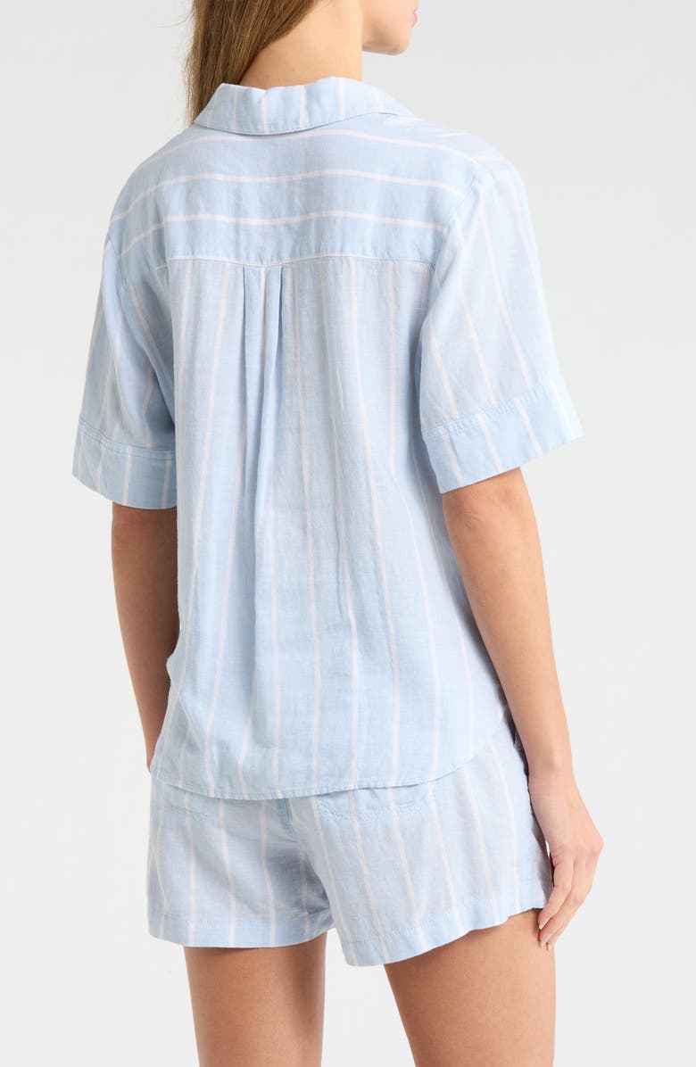 Caslon<sup>®</sup> Stripe Linen Blend Popover Top, Alternate, color, Blue- White Rhode Stripe