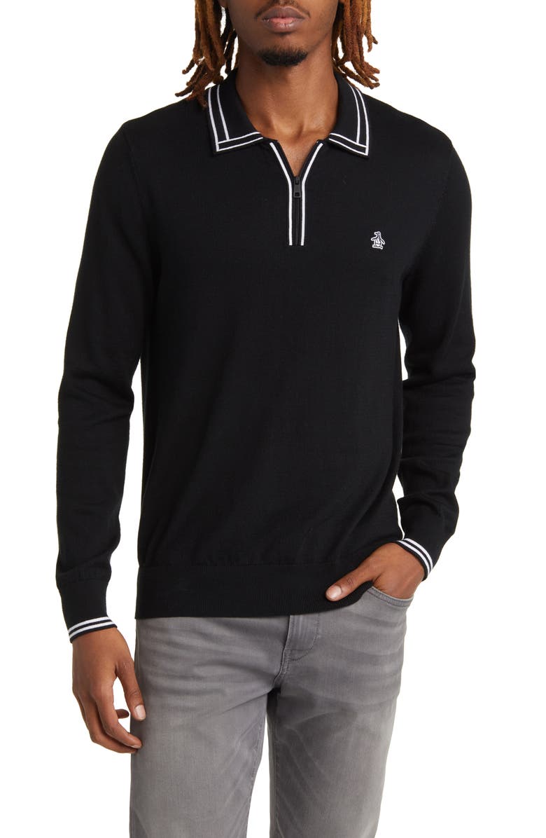 Original Penguin Tipped Zip Polo Sweater, Main, color, 