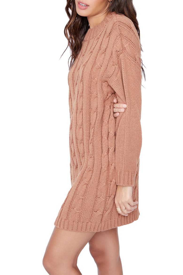 Staycation Sweater Minidress, Alternate, color, TAN