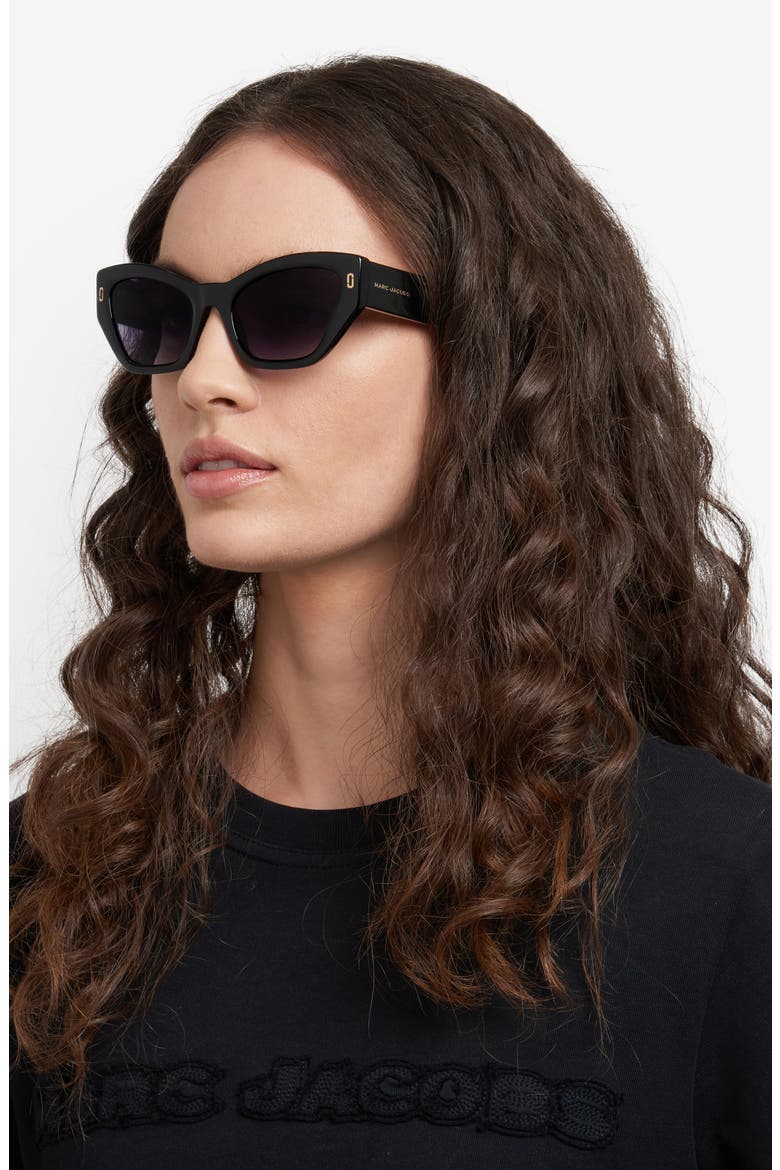 54mm Cat Eye Sunglasses, Alternate, color, BLACK