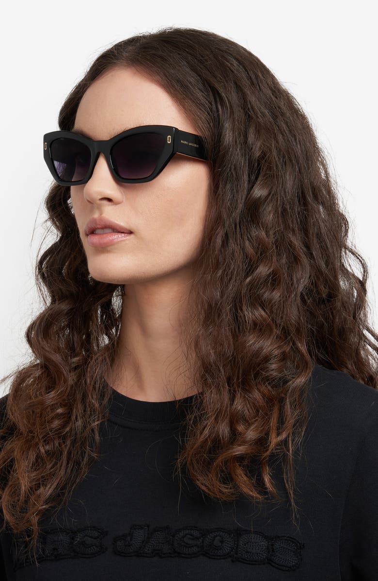 Marc Jacobs 54mm Cat Eye Sunglasses, Alternate, color, Black