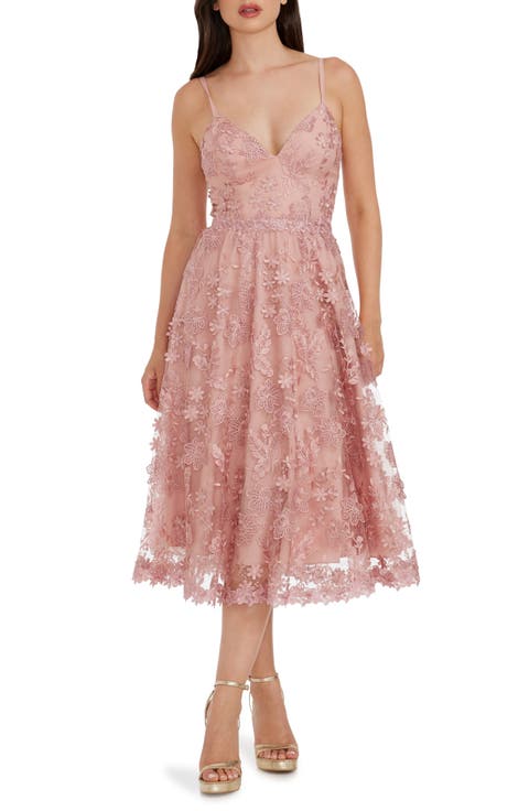 Tahani Floral Embroidered Fit & Flare Midi Dress