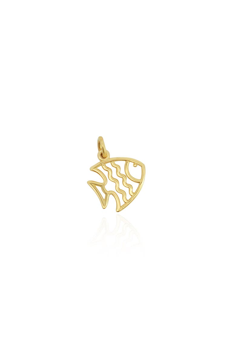 The Lovery Fine Jewelry Mini Gold Fish Charm, Main, color, Yellow Gold