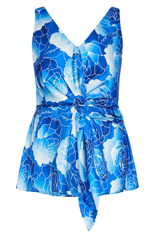 City Chic Serena Twist Floral Tank In Blue