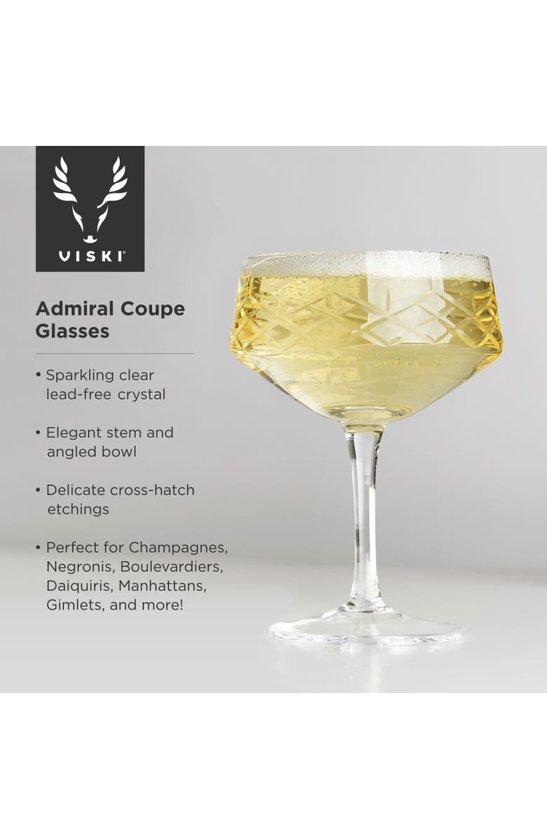 Viski Admiral Crystal Coupe Glasses Set of 2, Alternate, color, Clear