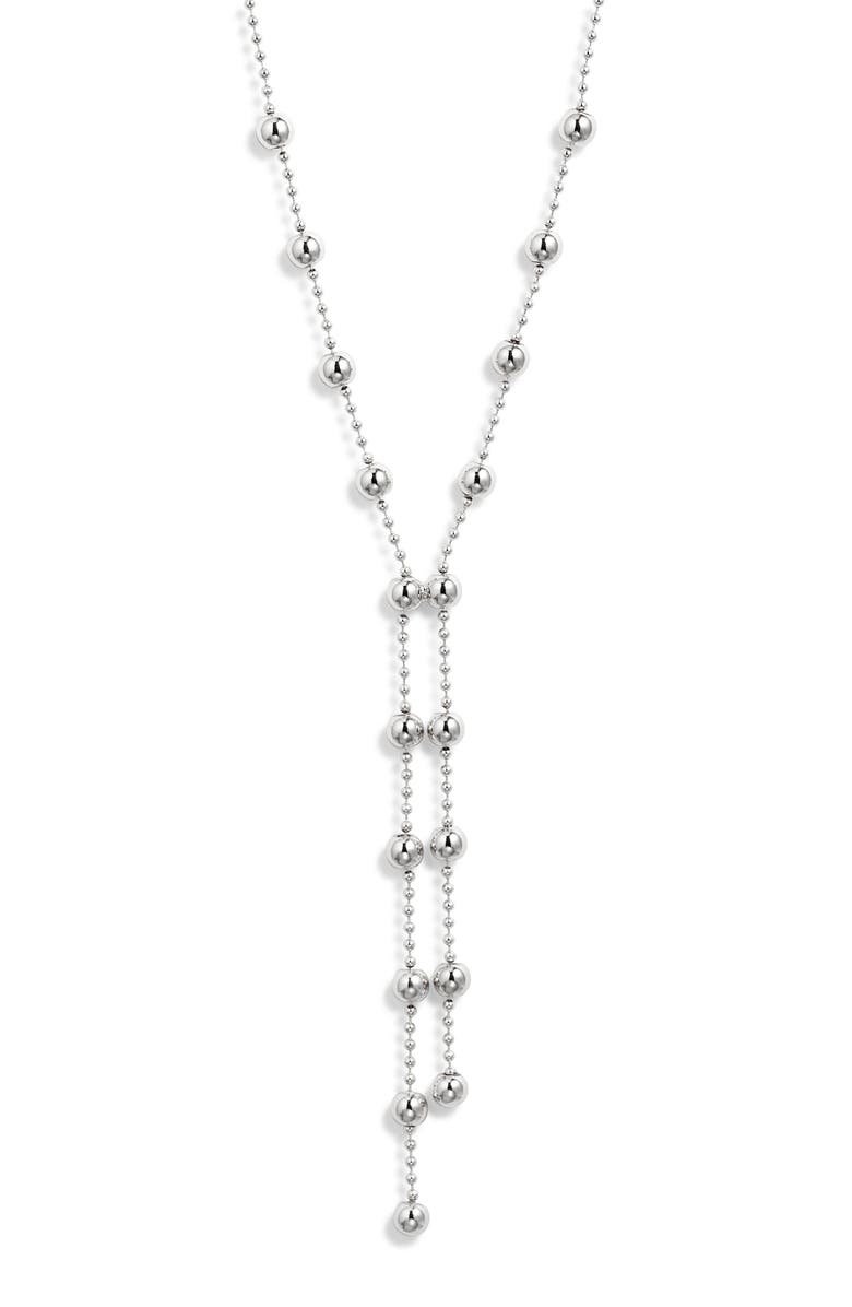 Nordstrom Ball Chain Y Necklace, Main, color, Silver