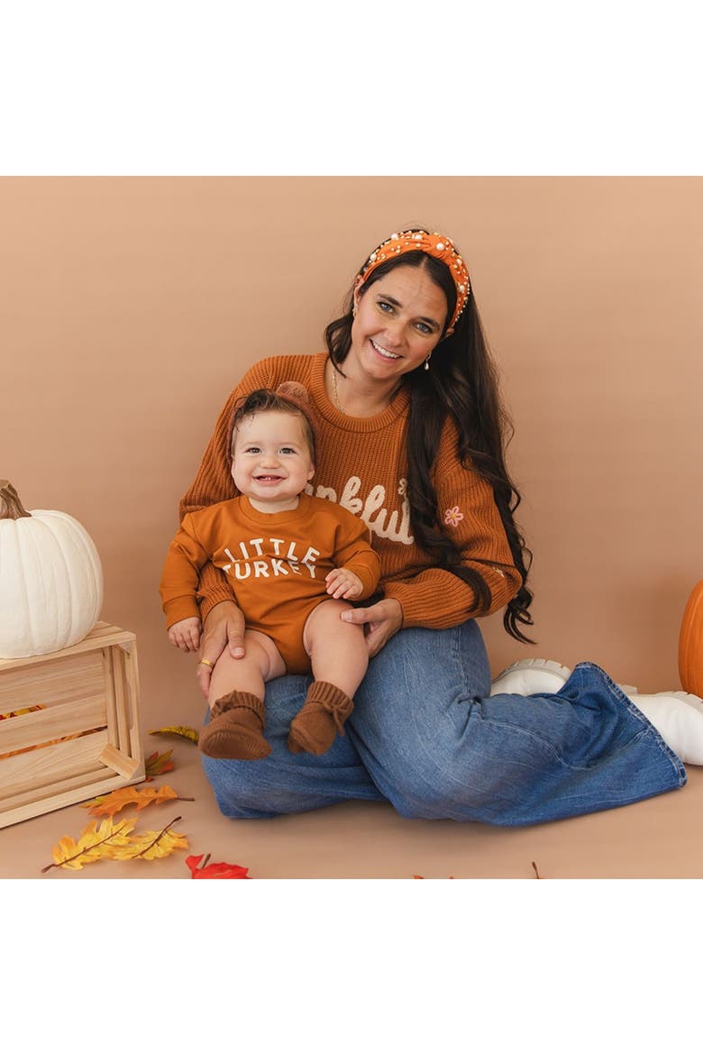 Thankful Thanksgiving Women's Sweater, Alternate, color, Burnt Orange