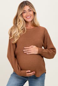 PinkBlush Waffle Knit Rounded Hem Sweater