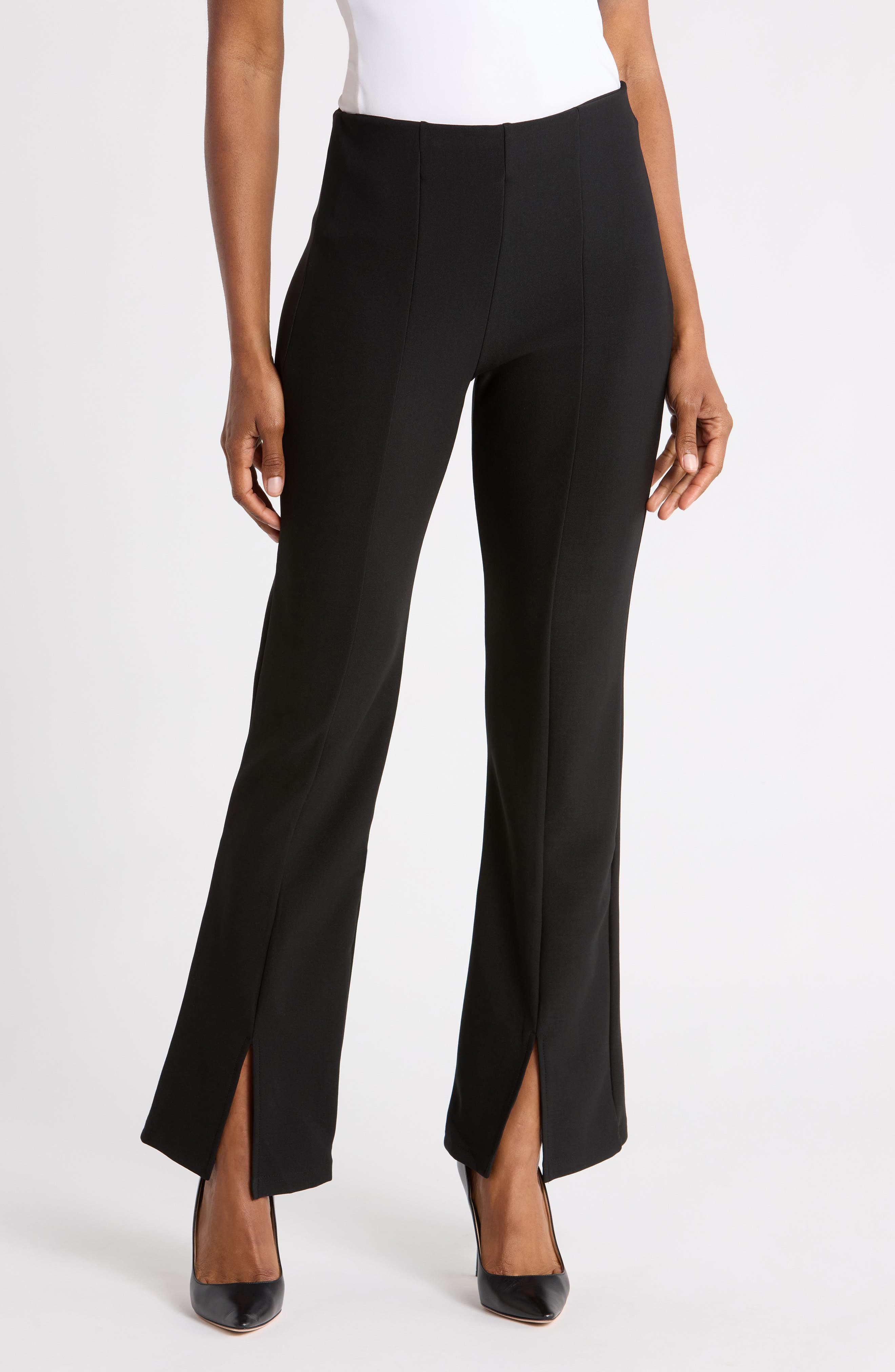 Pintuck High Waist Flare Leg Pants