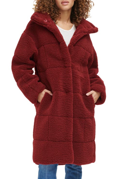 Quilted Fleece Long Teddy Coat