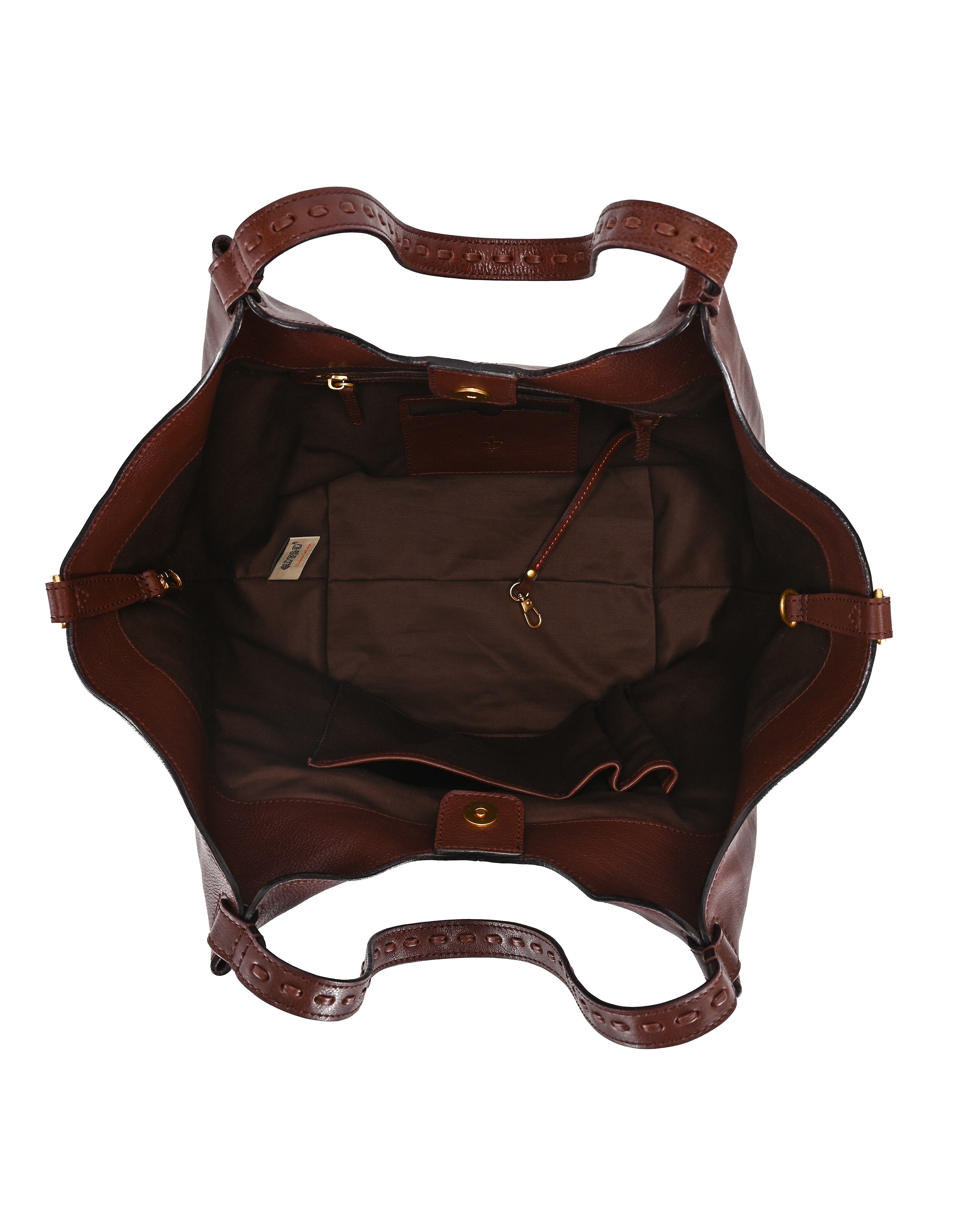 Magnolia Genuine Leather Handwoven Convertible Tote, Alternate, color, Brown