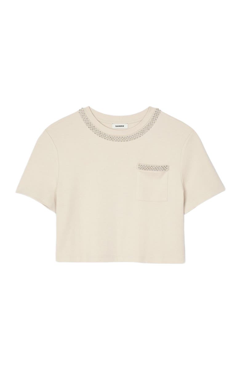 SANDRO T-shirt with rhinestone details, Alternate, color, 