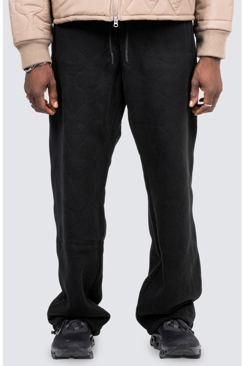 Wave Quilted Graphic Sweatpants, Main, color, BLACK