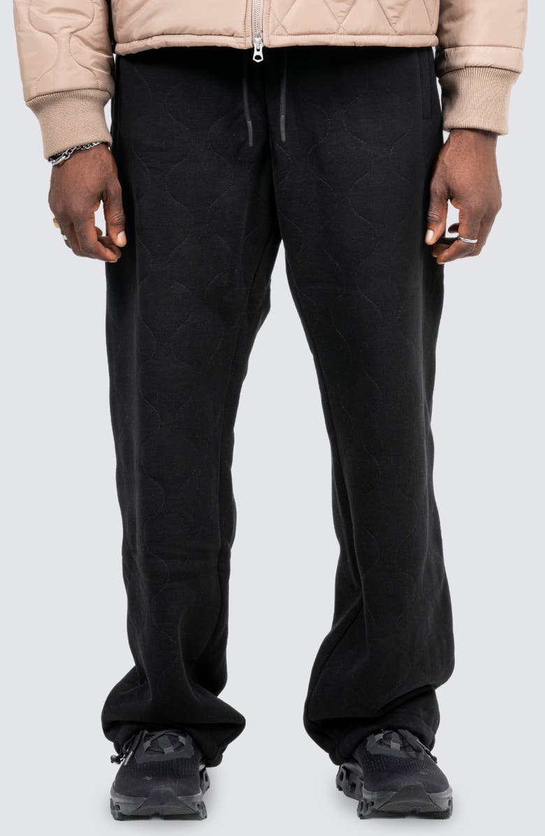 PLEASURES Wave Quilted Graphic Sweatpants, Main, color, Black