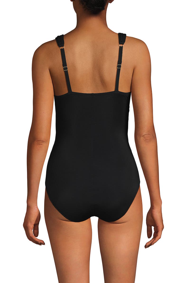 Lands' End D-Cup Slender Grecian Tummy Control Chlorine Resistant One Piece Swimsuit, Alternate, color, Black
