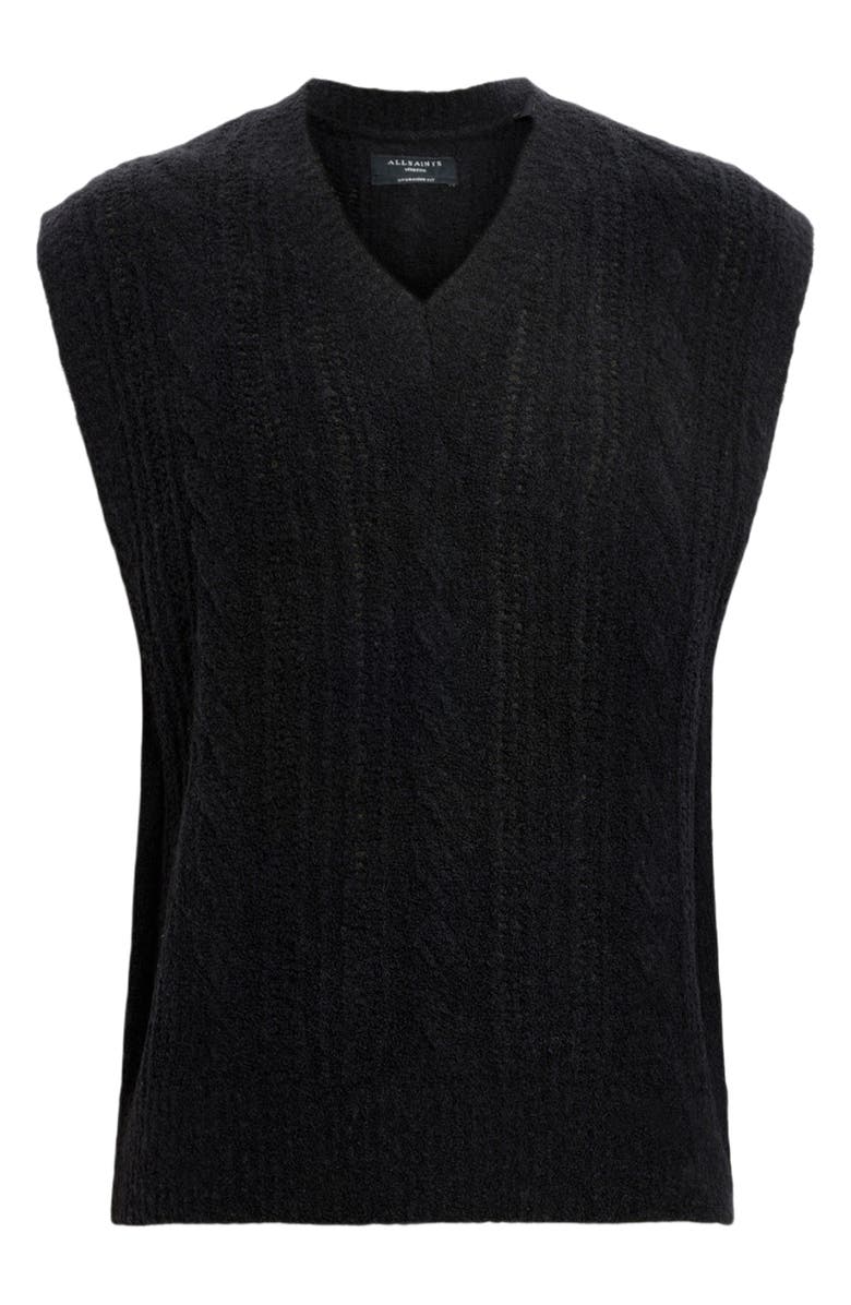 AllSaints Josif Cable Wool Blend Sweater Vest, Alternate, color, Black