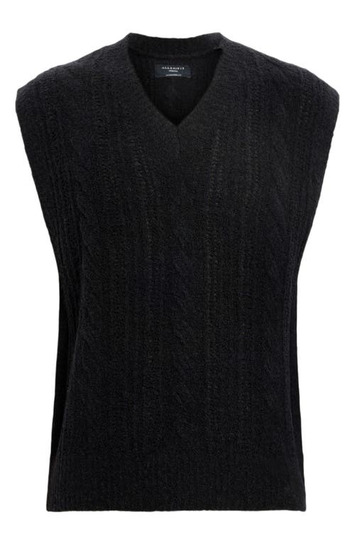 Allsaints Josif Cable Wool Blend Sweater Vest In Black