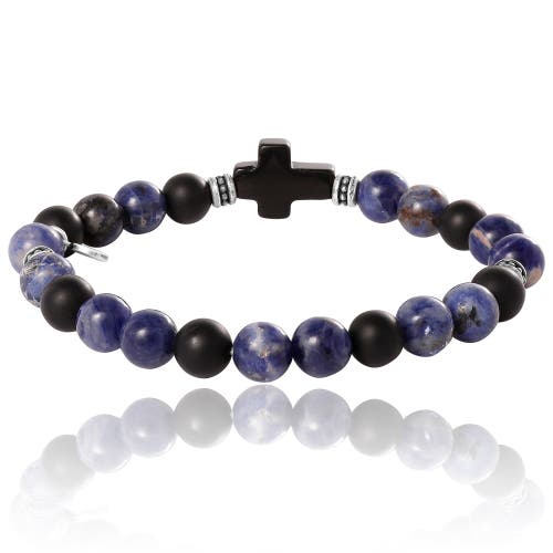 Lucky Brand Sodalite Bead Stretch Bracelets With Cross Accents In Brown