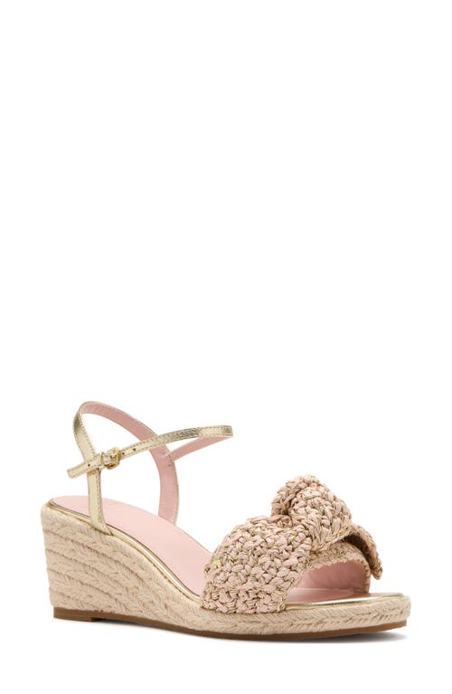 Kate Spade New York Leandra Ankle Strap Wedge Sandal In Natural/pale Gold