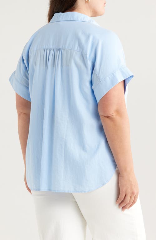 CASLONR CASLON(R) LINEN BLEND SHORT SLEEVE BUTTON-UP SHIRT