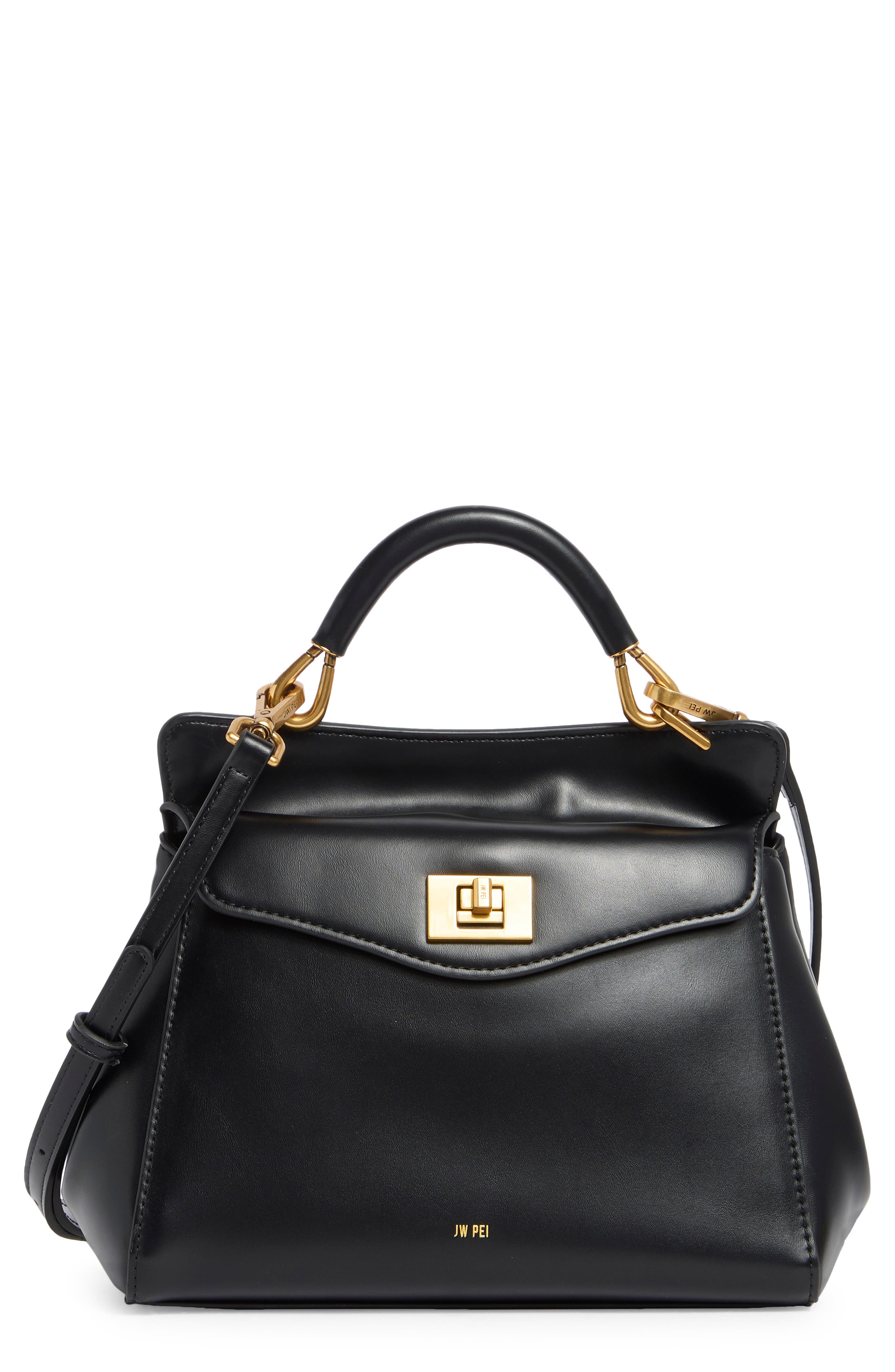 JW PEI Lucia Faux Leather Top Handle Bag, Main, color, Black