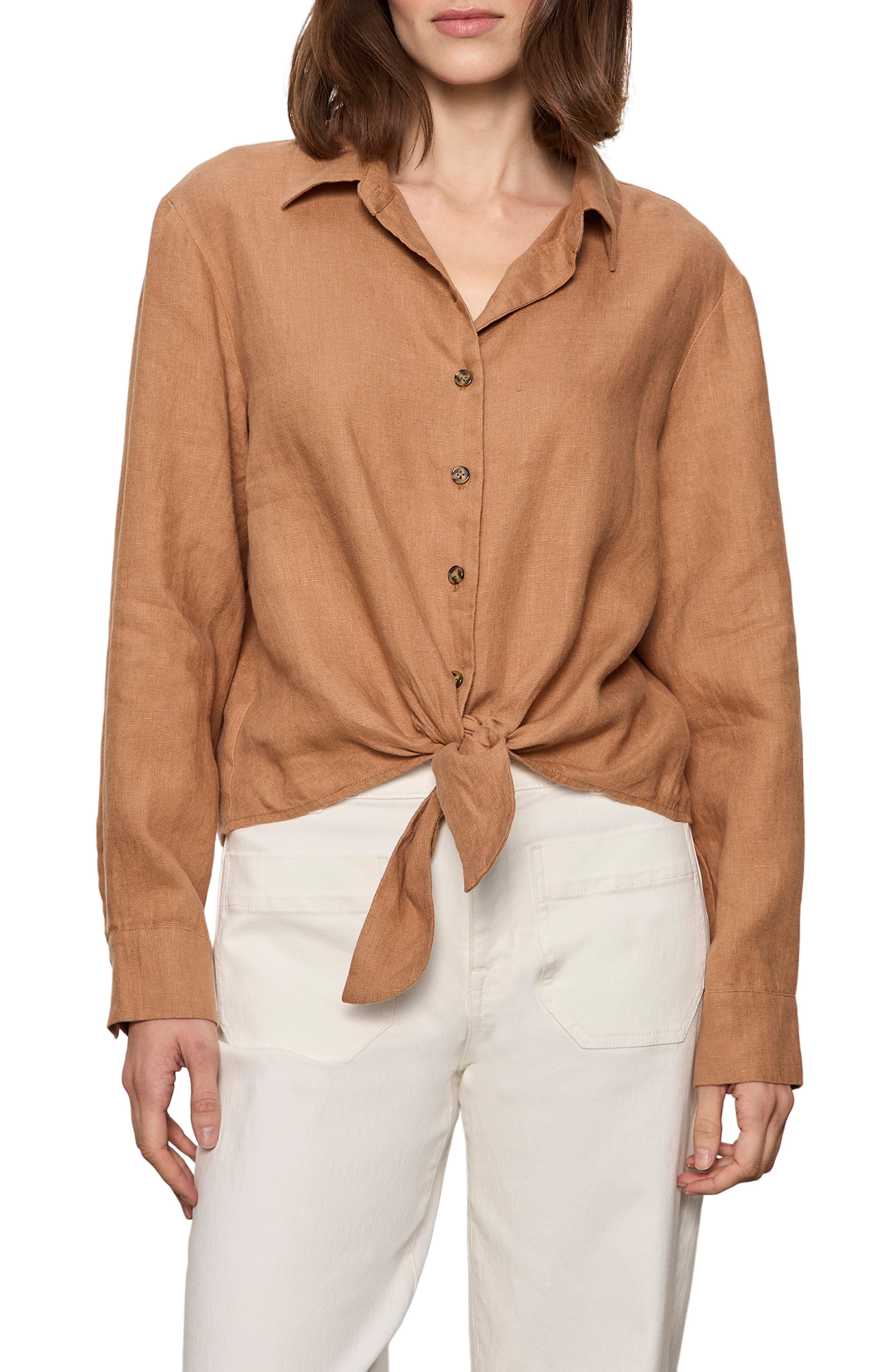 More Love Tie Front Linen Blend Top - image 3